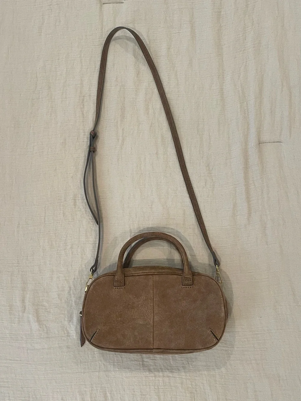 Zara Brown Suede Oval Crossbody Bag